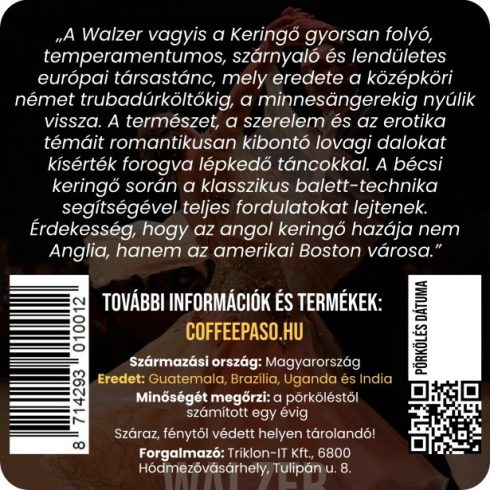 Paso Walzer (Medium Blend) - kézműves babkávé (250g)
