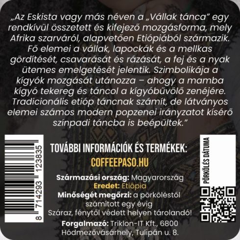Paso Eskista (Ethiopia Sidamo) - kézműves babkávé (500g)