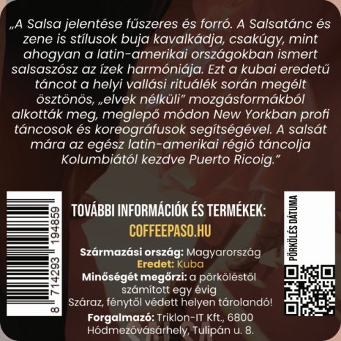 Paso Salsa (Cuba Altura Lavado) - kézműves babkávé (500g)